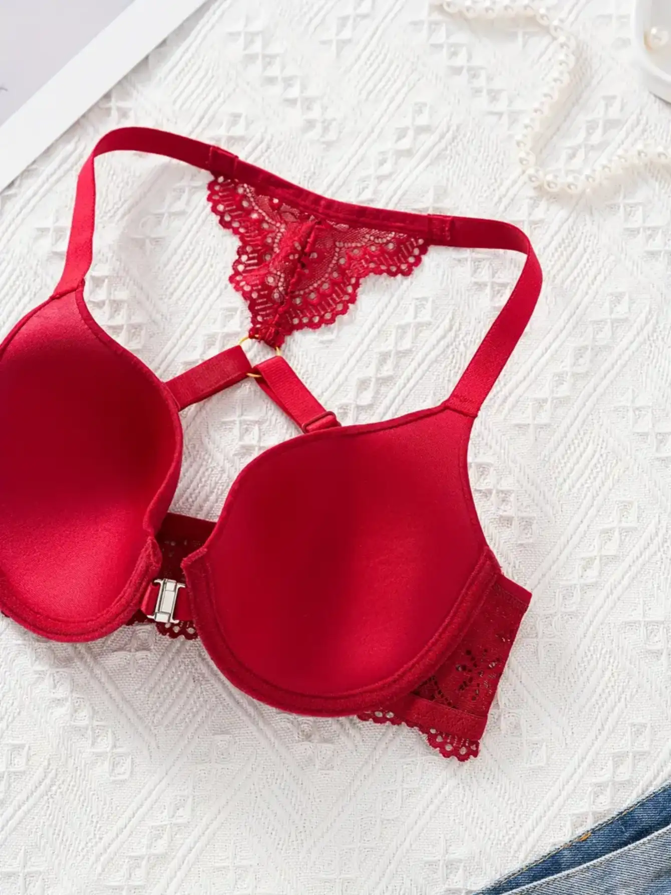 3-piece Set of Sexy Lace Front-Closure Bras