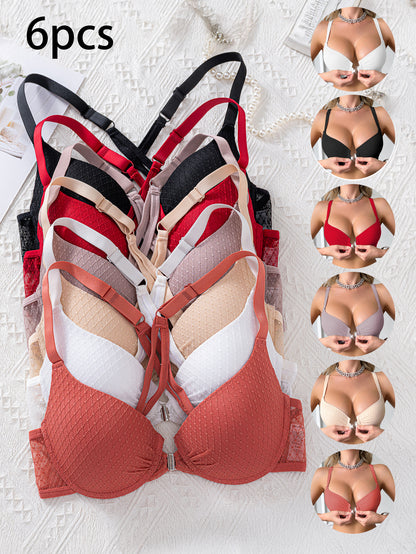 6-piece set of women's front button underwear