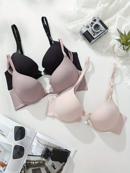 3-piece set of women's front-button bras