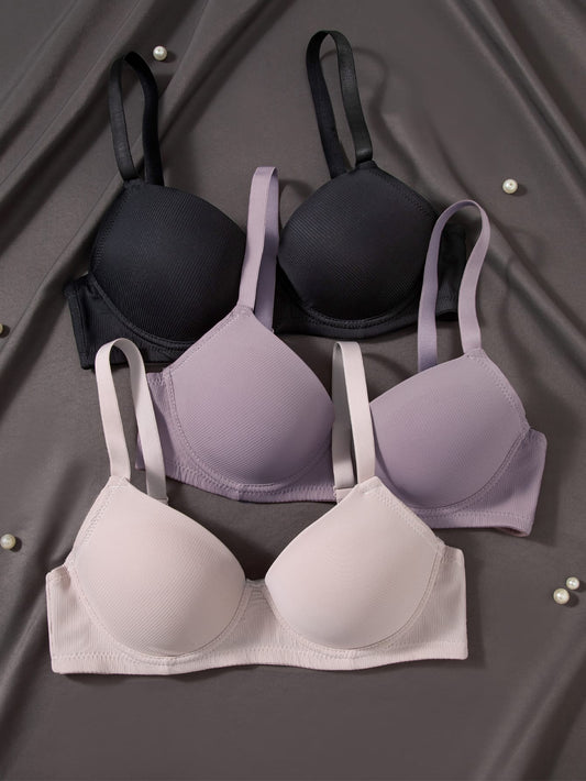3-piece set of women's underwire front-closure bras