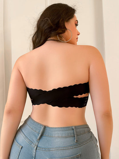 Side-buttoned oversized tube top with cross-back straps