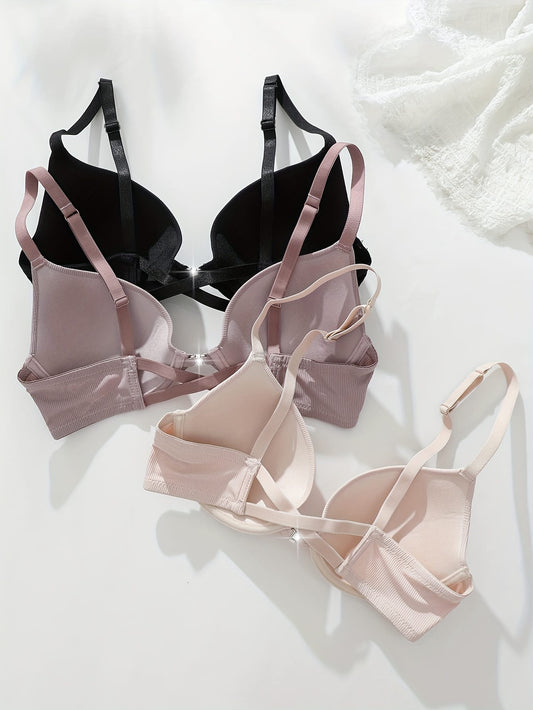 3-piece set of women's front-button bras
