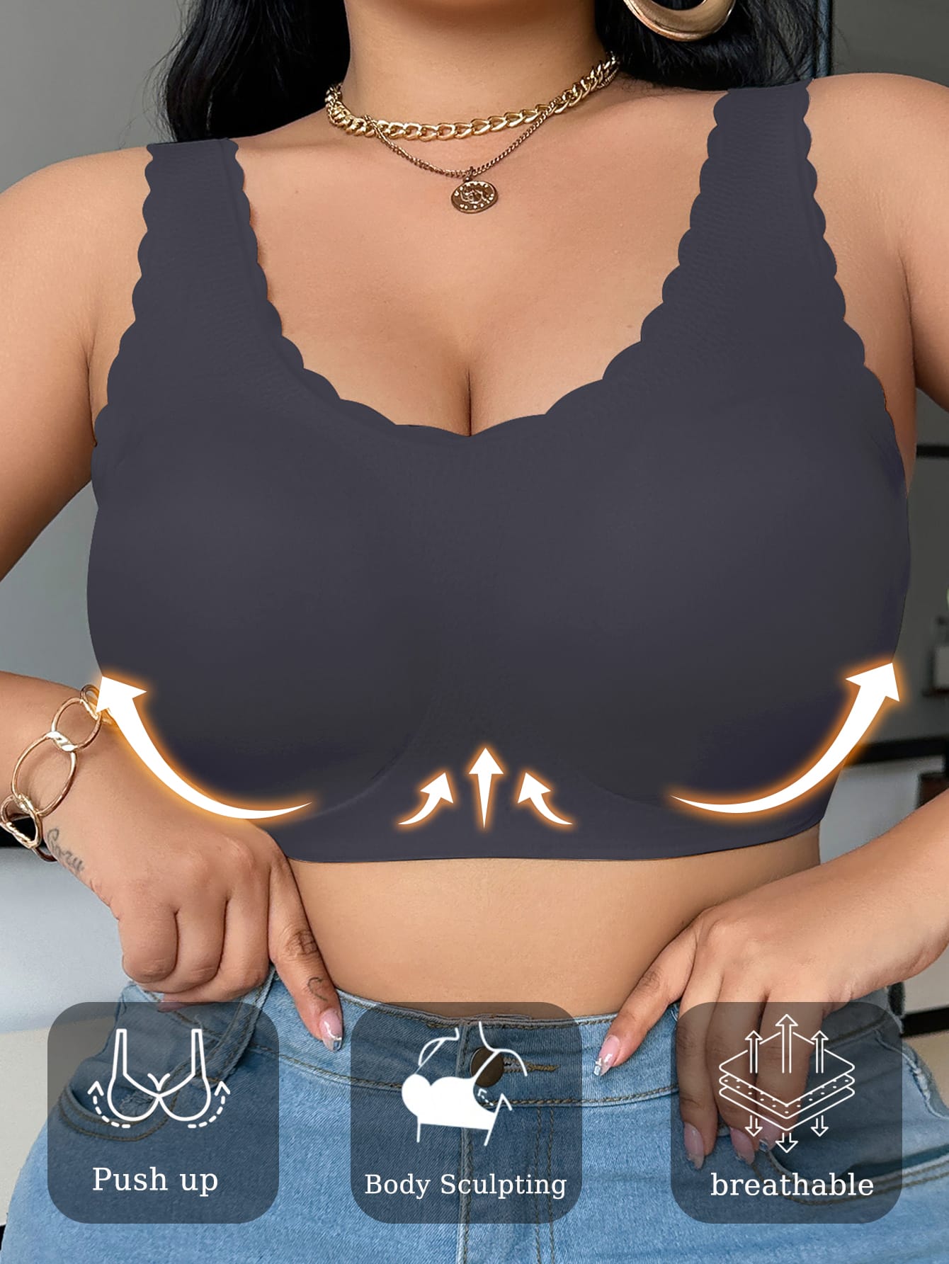 Push-up plus size bra vest with padding