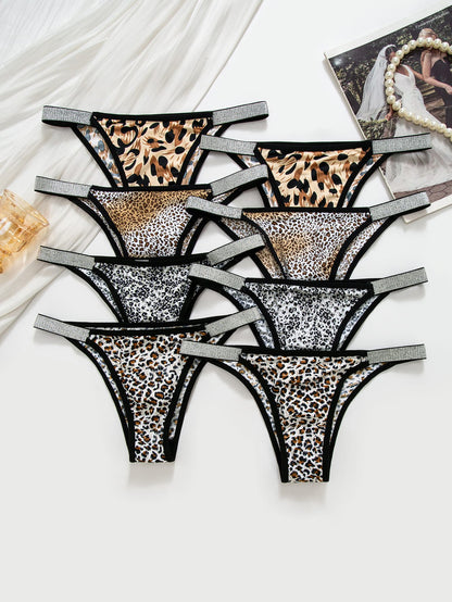 8-piece set of sexy leopard print women's triangle underwear