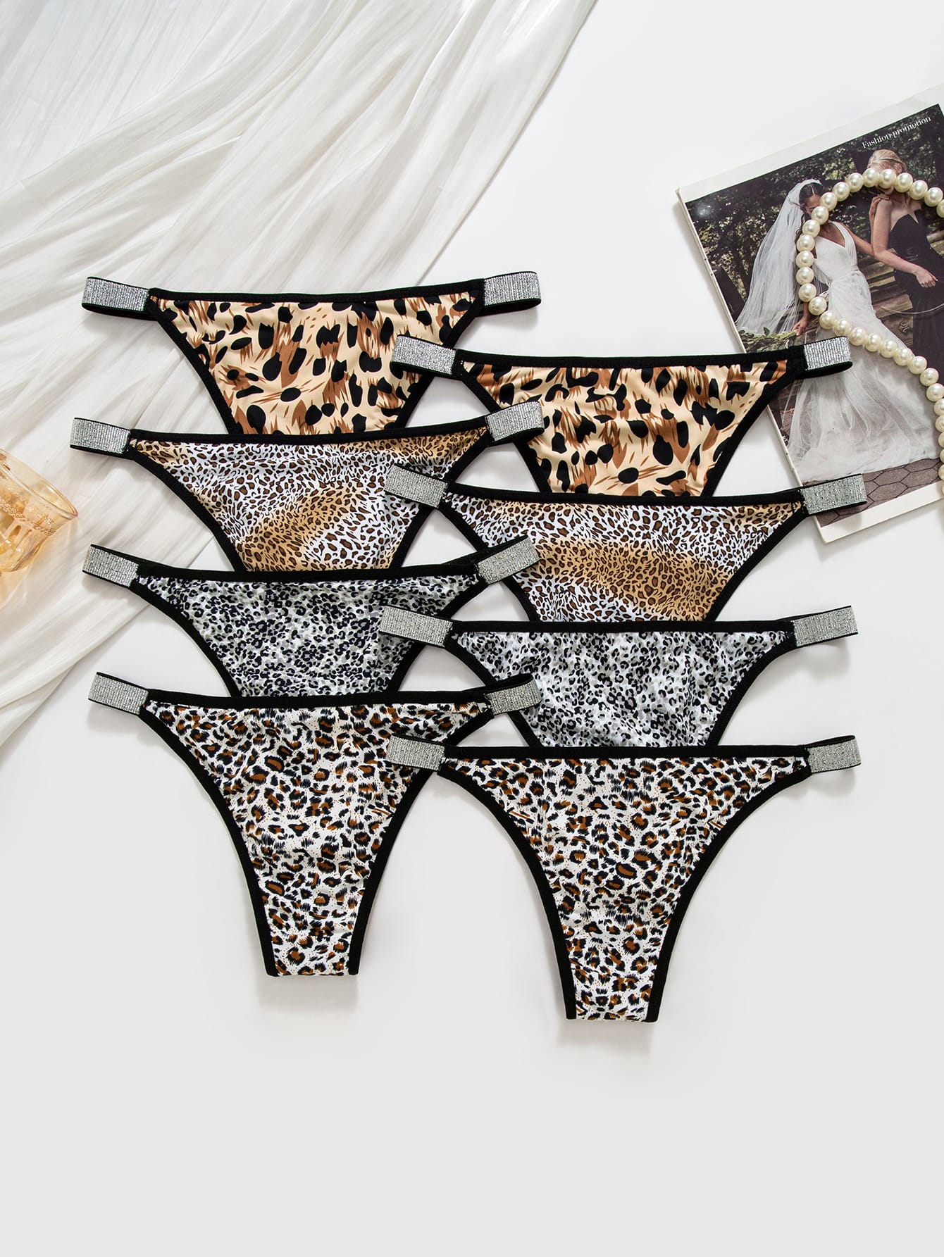 8-piece set of sexy leopard print women's triangle underwear