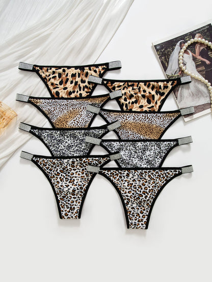8-piece set of sexy leopard print women's triangle underwear