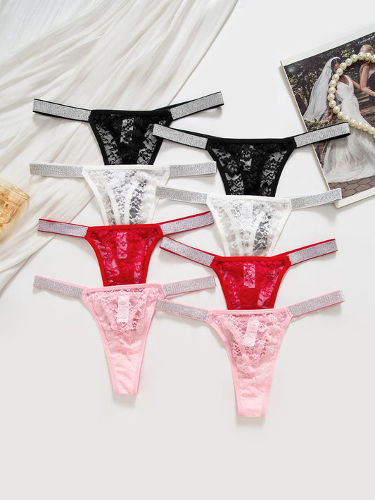 8-piece set of women's sexy lace thong underwear