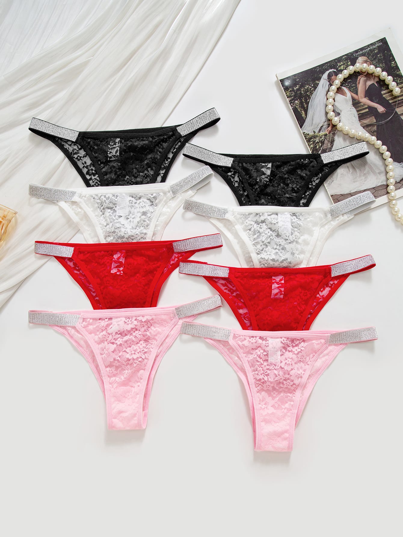 8-piece set of sexy lace women's triangle underwear
