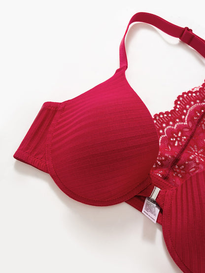 3-pack racer-back front-clasp lace bra