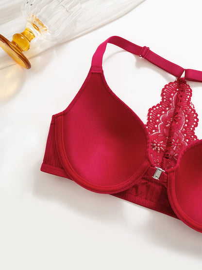 3-pack racer-back front-clasp lace bra