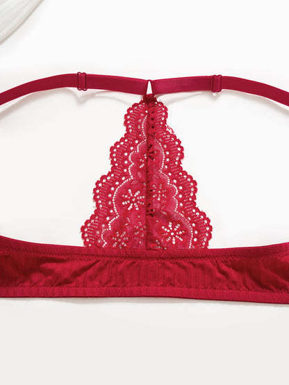 3-pack racer-back front-clasp lace bra