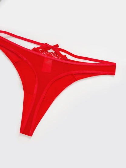 3-piece set of sexy bow lace thong underwear