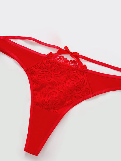 3-piece set of sexy bow lace thong underwear