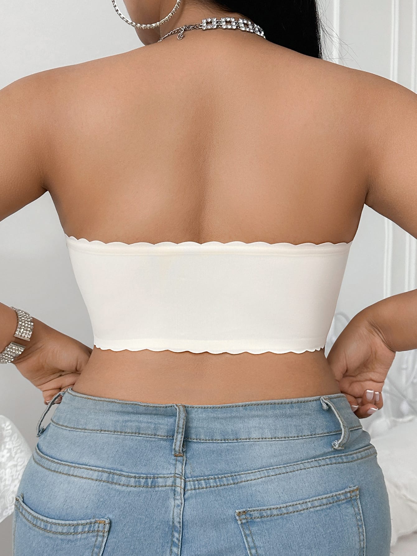 Non-slip large size front buckle tube top