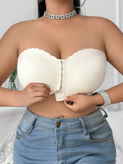 Non-slip large size front buckle tube top