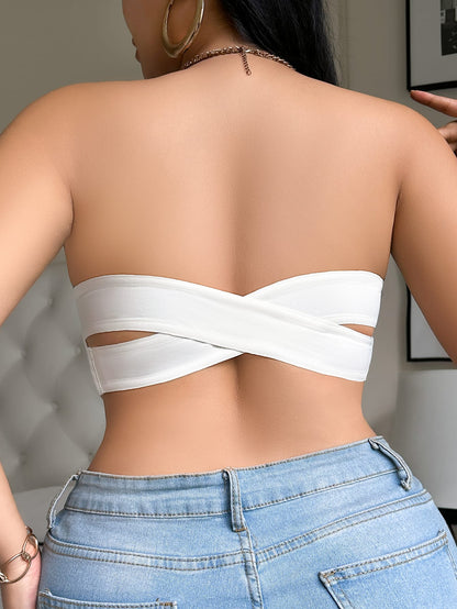 Solid color large size tube top with side buckles