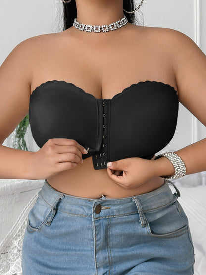 Non-slip large size front buckle tube top